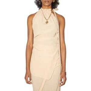 Acne Studios Asymmetric Crinkled Crepe Top Ecru Beige 100% Tencel Size Small